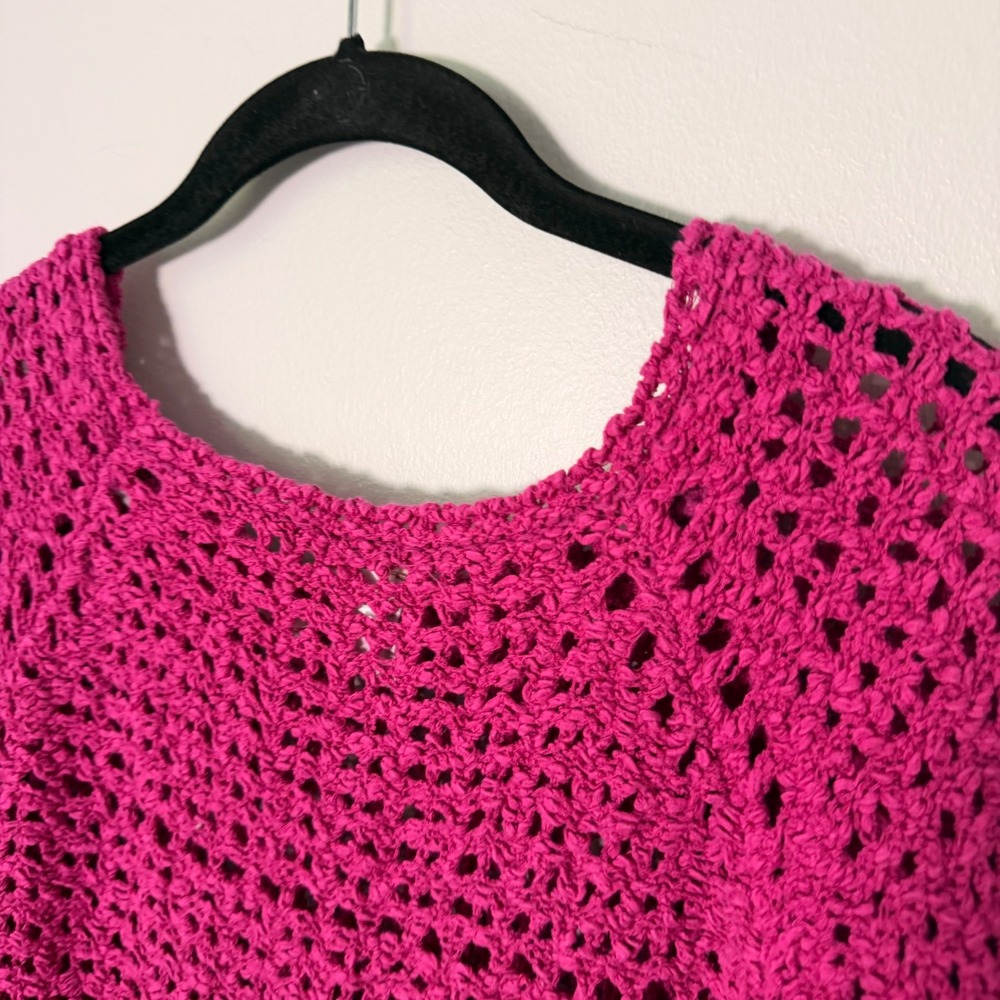 Chicos Summer Open Knit Lightweight Tunic Sweater (3/XL) Magenta Layering‎ Pink - Picture 12 of 13